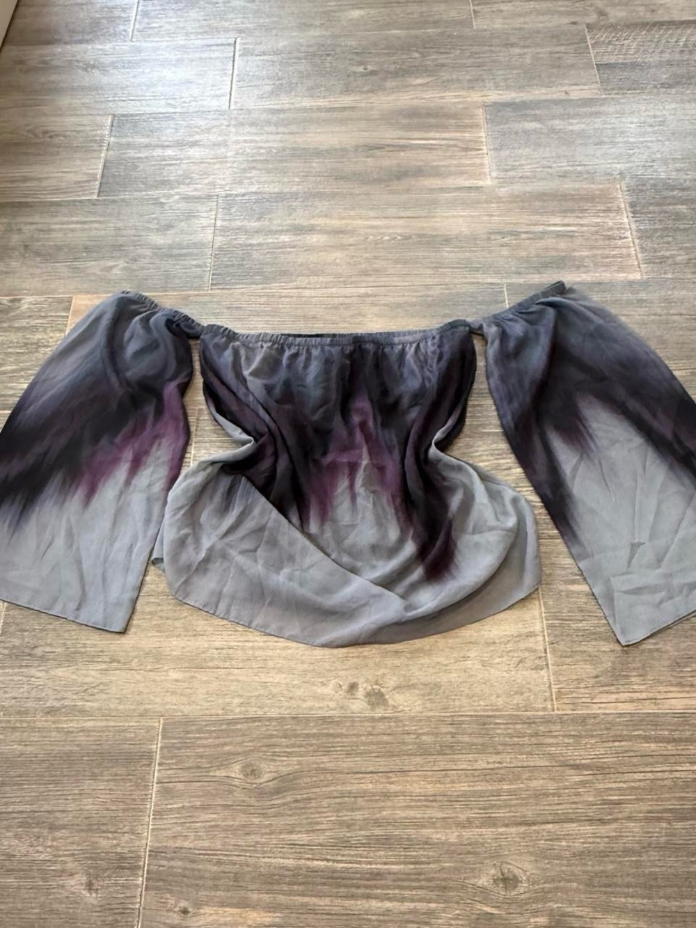 Whimsy ethereal grunge princess Gray Purple Off Shoulder Bell Sleeve Blouse